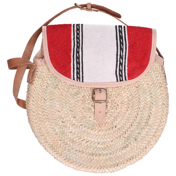 Tas met leren hengsel, palmblad 