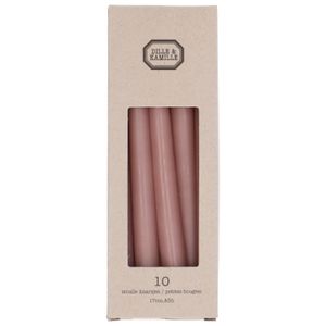 Narrow candles, old pink, 17 cm, 10 pieces