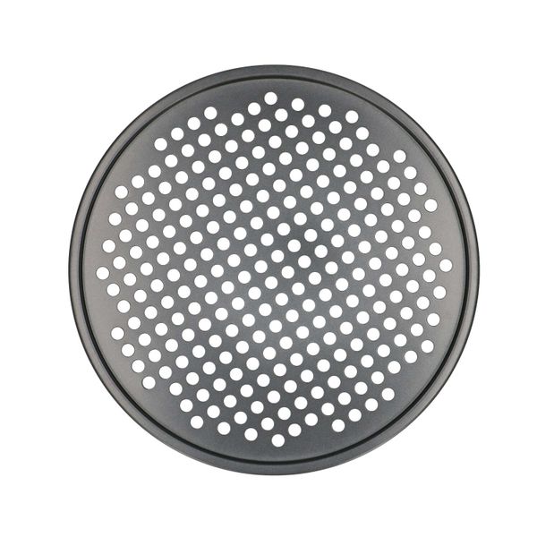 Plaque de cuisson pour pizza, métal noir, Ø 31 cm