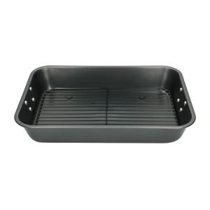 Plat à rôtir avec grille, acier, 40 x 28 cm