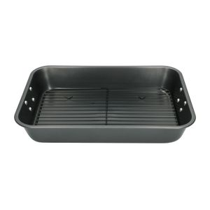 Roasting pan with grill, metal, 40 x 28 cm