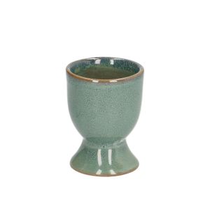 Egg cup reactive glaze, stoneware, green