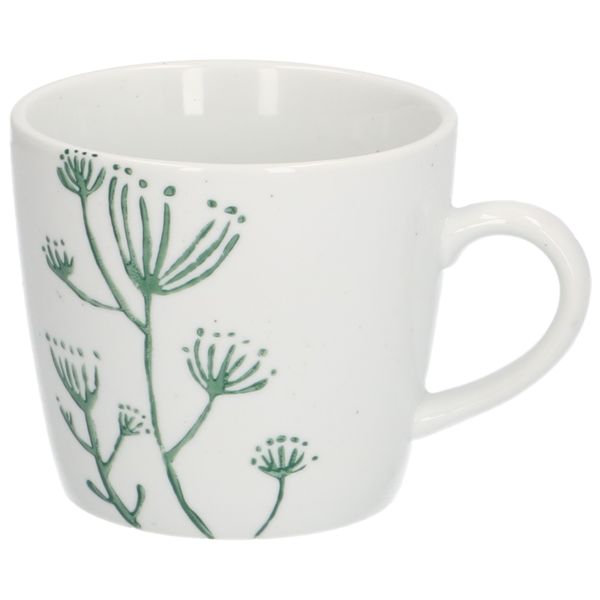 Beker, porselein, wit gespikkeld met schermbloemmotief