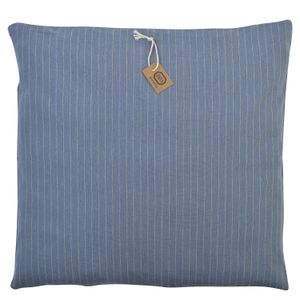 Kussenhoes, bio-katoen, blauw met krijtstreep, 45 x 45 cm