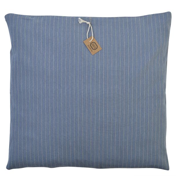 Housse de coussin, coton bio, bleu rayure, 45 x 45 cm