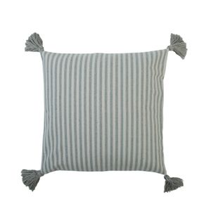 Kussenhoes met kwastjes, katoen, blauw/wit gestreept, 45 x 45 cm
