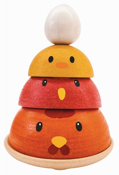 Jeu à empiler poue & oeuf, bois d'hévéa, 12m+