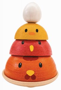 Chicken & egg stacking toy, rubberwood, 12+ months