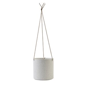 Bloempot met ophangkoord, porselein, wit gespikkeld, Ø 17 cm