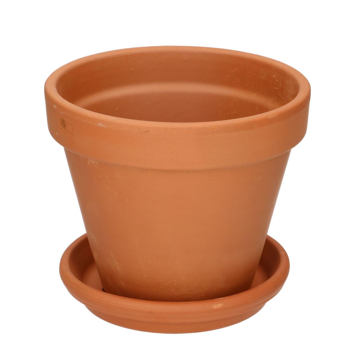 Pot de fleurs Large / Ø 19 x H 14,5 cm - Polystone / Soucoupe intégrée - Hay