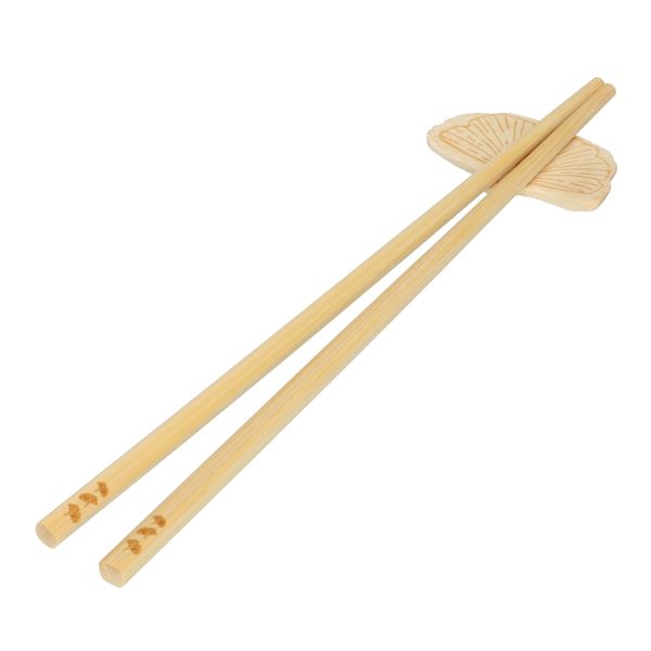 Eetstokjes, bamboe, met ginkoblad, set van 4