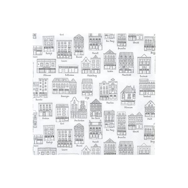 Serviettes de table, papier, façades, 33 x 33 cm, 20 pièces