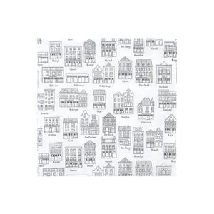 Serviettes de table, papier, blanc et noir à motif de façades, 33 x 33 cm