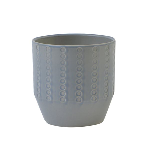 Plant pot, earthenware, matt grey with raised bumps pattern, ⌀ 13 cm