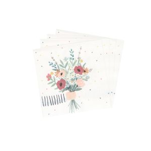 Serviettes de table, papier, bouquet de fleurs, 33 x 33 cm, 20 pièces