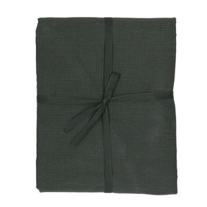 Round tablecloth, organic cotton, dark green blend, diameter 180 cm