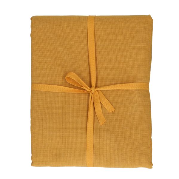 Tablecloth round, GOTS organic cotton, ochre yellow, Ø 180 cm