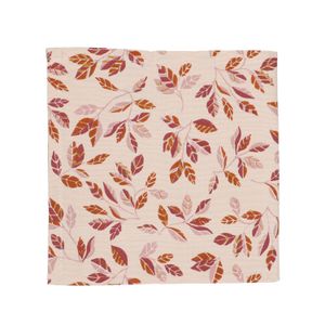 Napkin, cotton, pink with leaf pattern, 40 x 40 cm