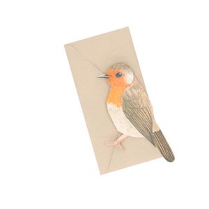 Card 3D with envelope, robin