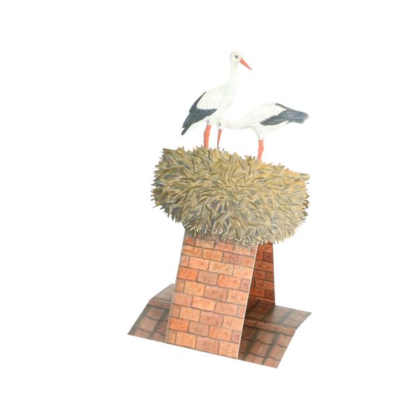 Kaart 3D met envelop, ooievaars