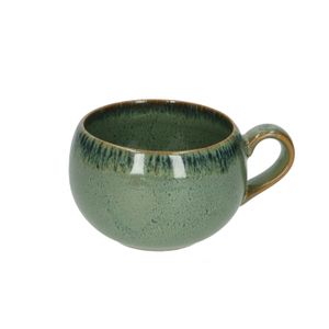 Mug round reactive glaze, stoneware, green, Ø 9 cm