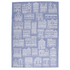 Torchon, coton, bleu/blanc, façades