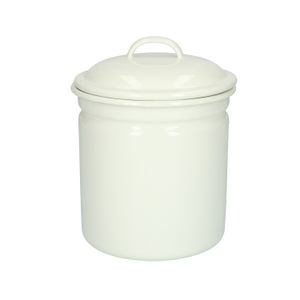 Boîte/pot à provision en émail, blanc, Ø 10 cm