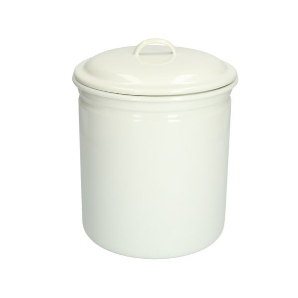 Storage tin, enamel, white, Ø 12 cm