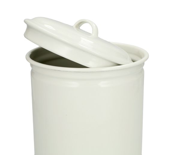 Opbergblik, emaille, wit, Ø 16 cm