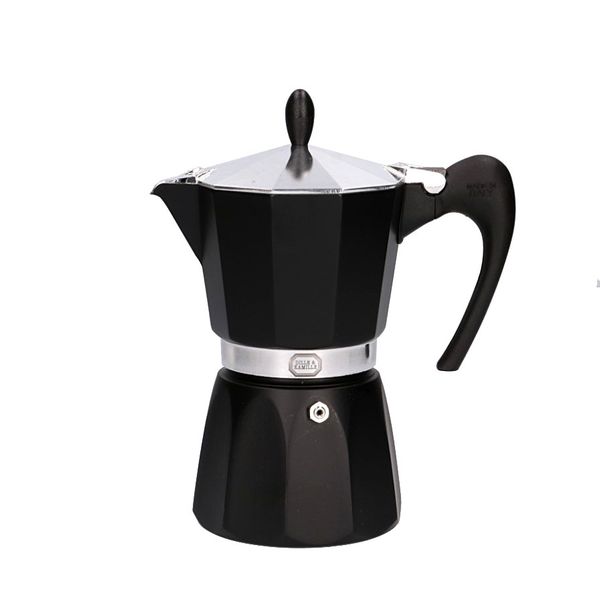 Percolator voor 6 kopjes, aluminium, zwart