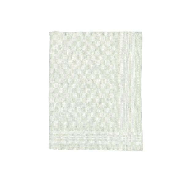 Tea/glass towel, linen & cotton, green/white chequered