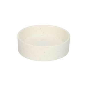 Plat/support pour bougie, céramique, blanc mat moucheté, Ø 6,6 cm
