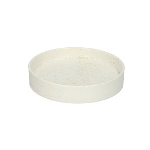 Kerzenteller, Keramik, mattweiß gesprenkelt, Ø 10,8 cm