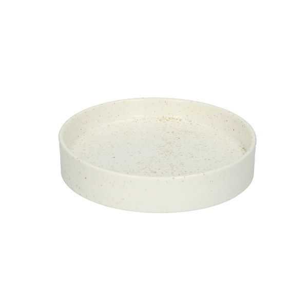 Kaarsschotel, keramiek, mat wit gespikkeld,Ø 10,8 cm