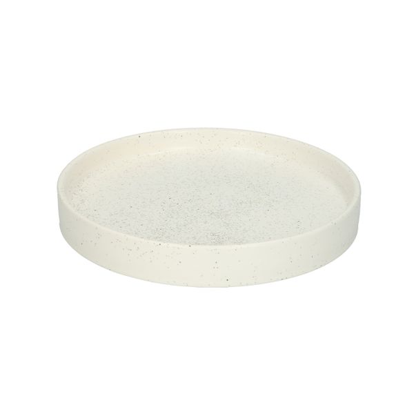 Candle dish, ceramic, matt white speckled, ⌀ 15.2 cm