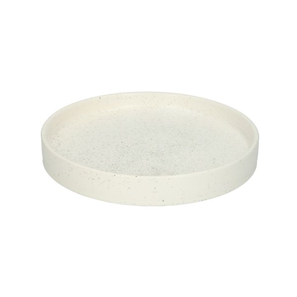 Kaarsschotel, keramiek, mat wit gespikkeld,Ø 15,2 cm
