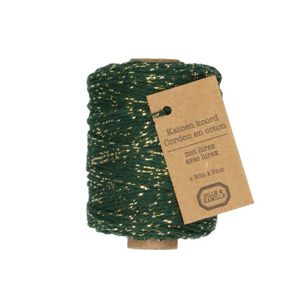 Fil lurex, coton, vert foncé, 50 m