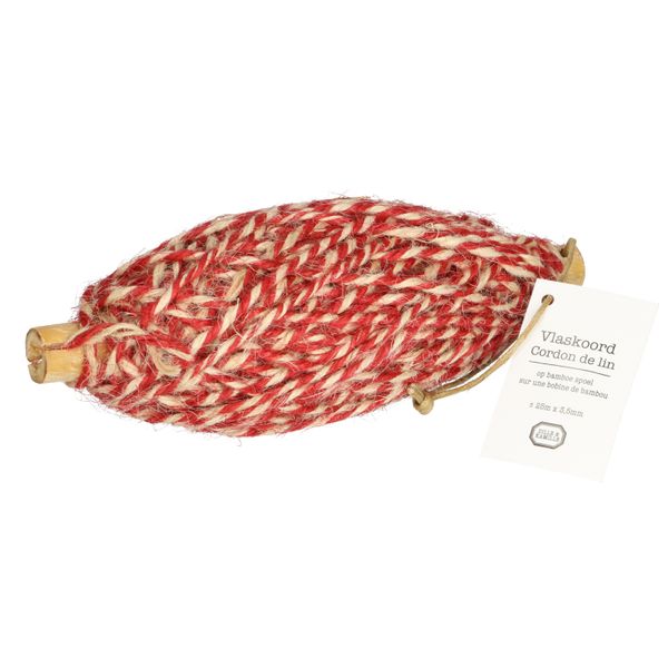 Vlaskoord, rood/wit, 25 m