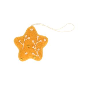 Kersthanger ster, vilt, geel, 4,5 cm
