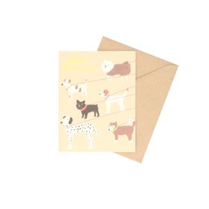 Geburtstagskarte mit Umschlag, Hunde an der Leine 