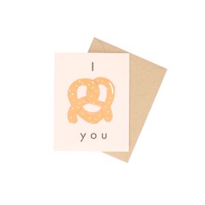 Card with envelope, love, pretzel 