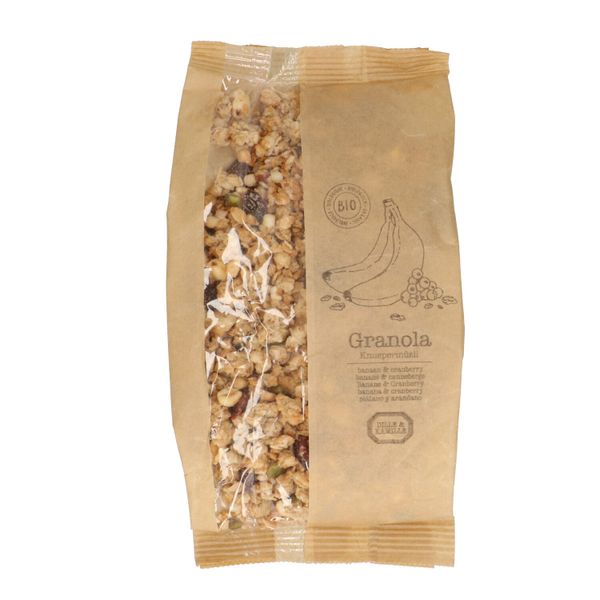 Granola, organic, banana and cranberry, 375 g