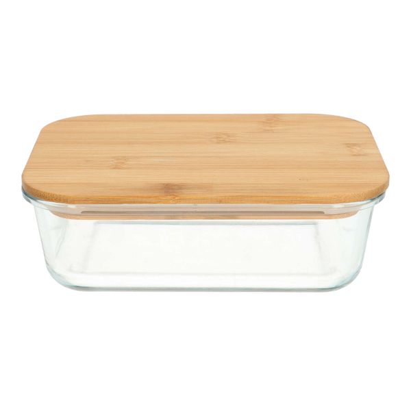 Plat de conservation, verre et bambou, 730 ml