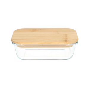 Food container, glass and bamboo, 470 ml