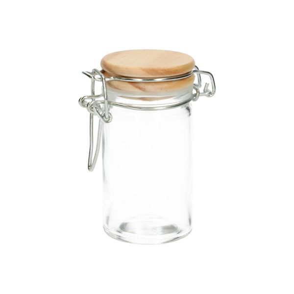 Image of Beugelpotje met houten dop, glas, 90 ml
