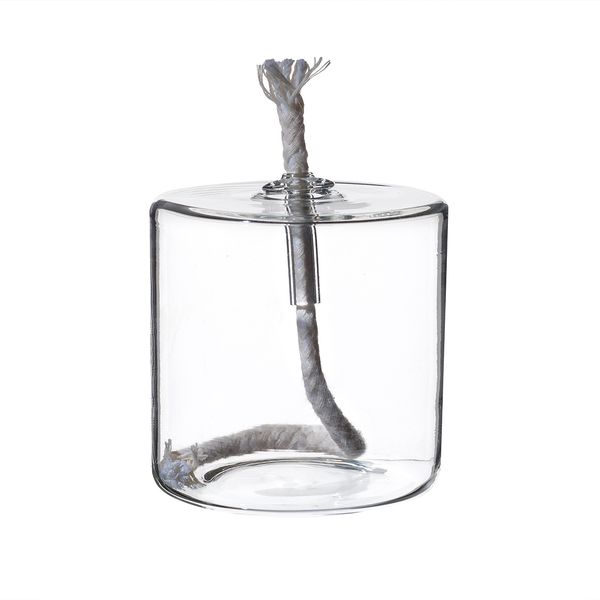Lampe à huile cylindrique, verre, Ø 8 x 8 cm