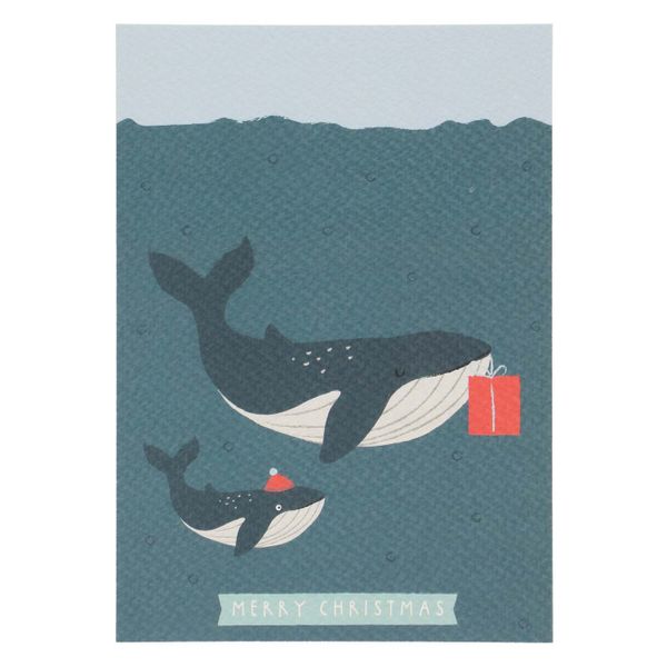 Carte, baleines avec cadeau