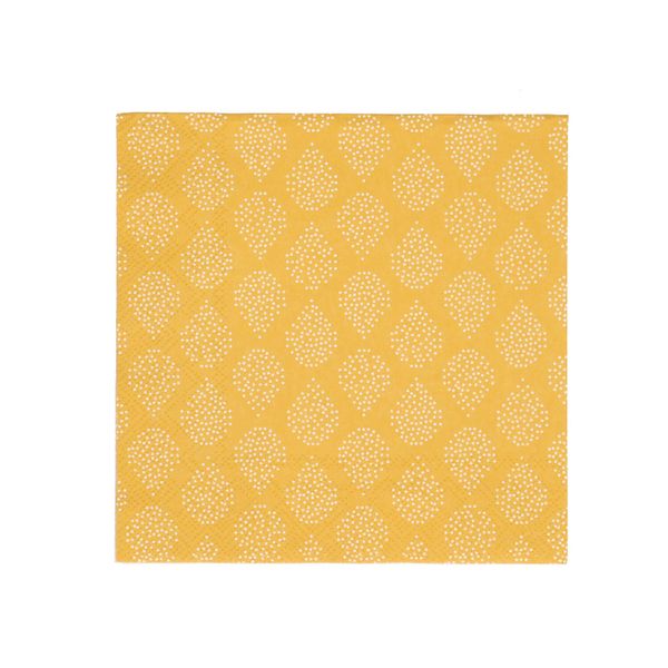 Serviette de table, papier, jaune aux cônes, 33 x 33 cm