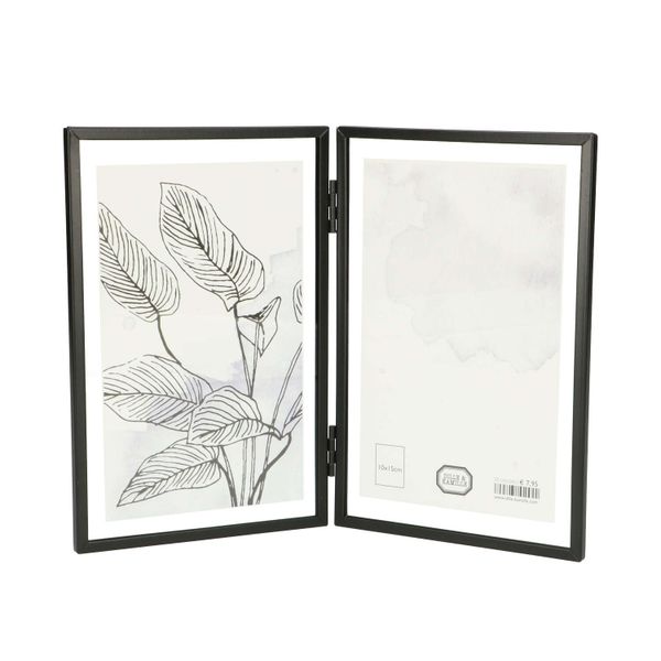 Twin-leaf frame, metal, black, 2 x 10 x 15 cm