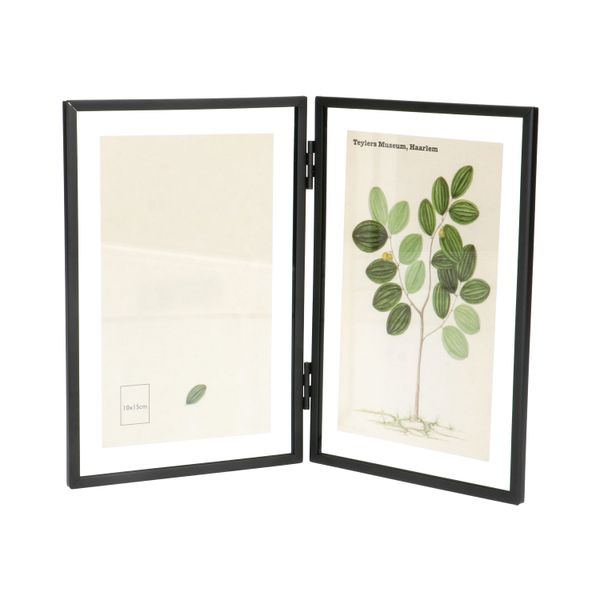 Fotolijstje tweeluik, metaal, zwart, 2x 10 x 15 cm
